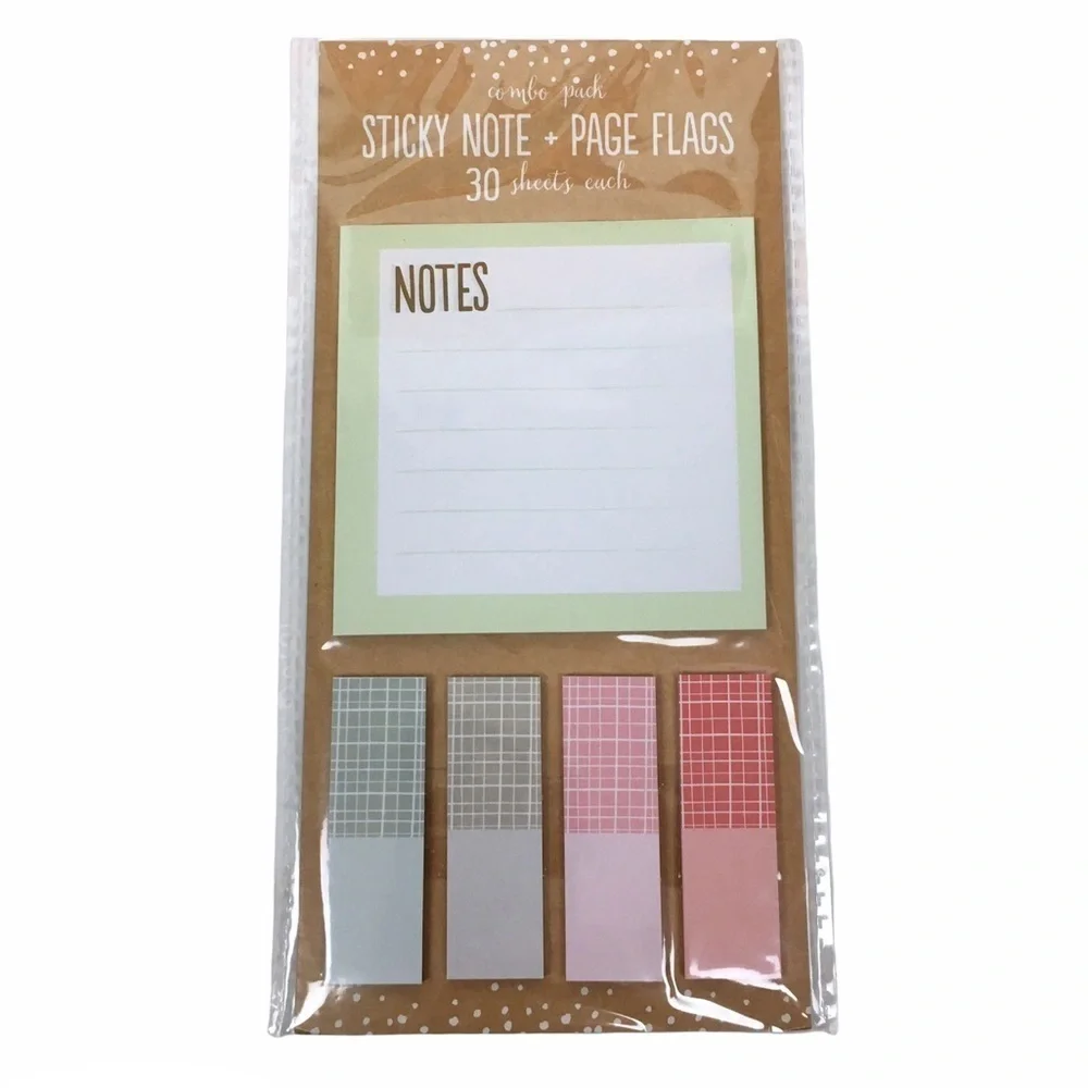 Christmas Plaid Dots Stationery Set Notepad Sticky Notes Page Flags Washi Tape
